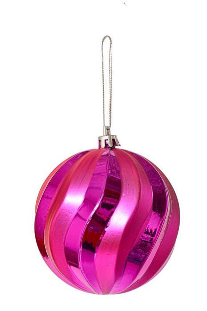 3" Shiny/Matte Pumpkin Ball Fuchsia Pkg/6