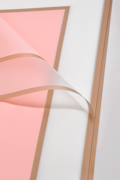 22.5" Gold Edge Flower Wrap Paper Baby Pink/White Pkg/20