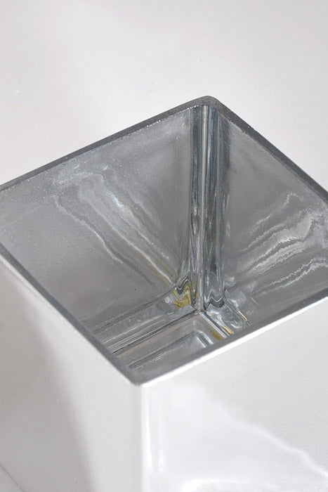 3.90" X 3.90" Square Glass Vase Silver
