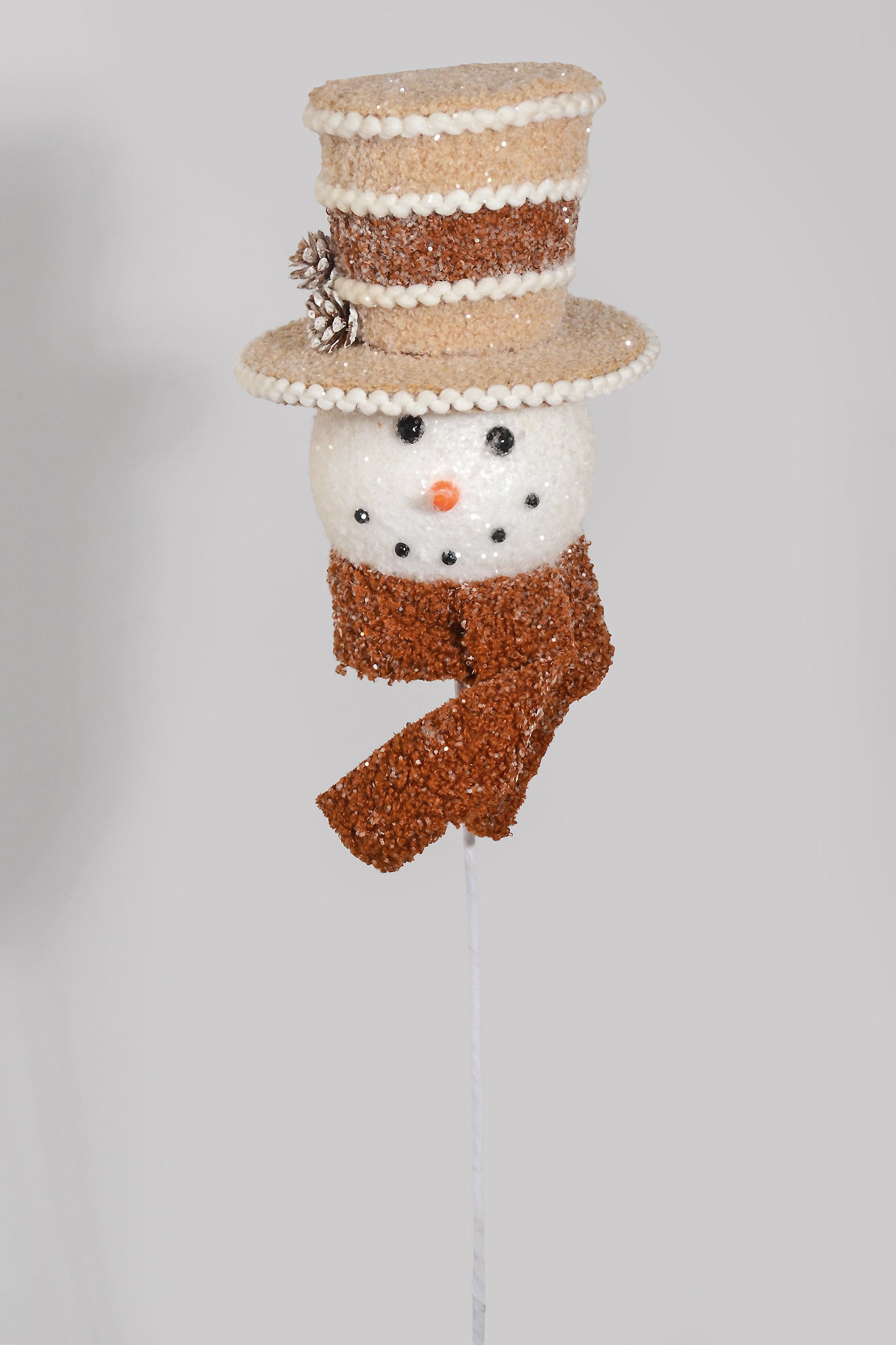 23" Snowman Head Spray Brown/White
