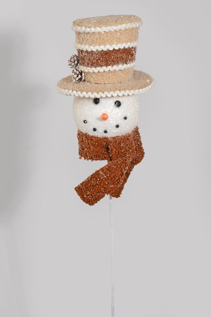 23" Snowman Head Spray Brown/White