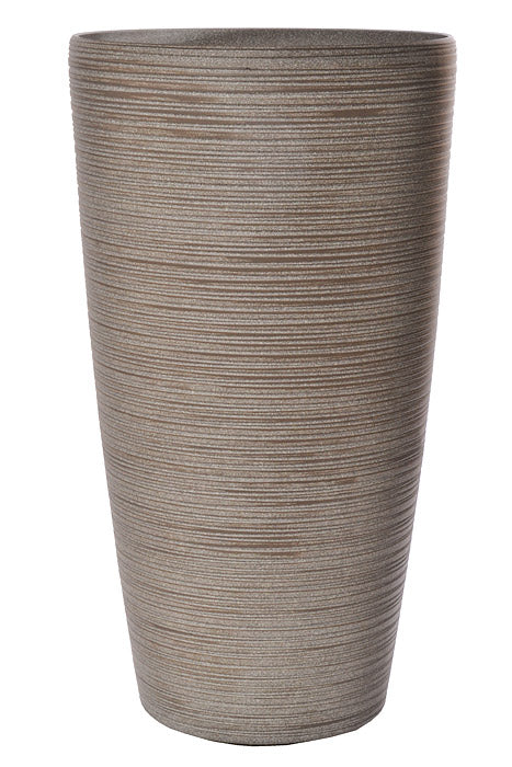 23" X 13" Fiber Resin Carved Slim Tall Planter Taupe
