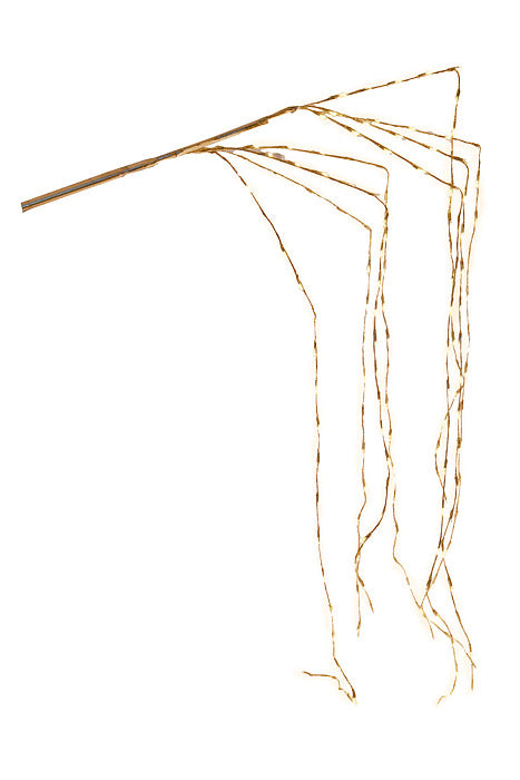 7Ft Faux Twig Hanging Spray With Led Lights Gold
