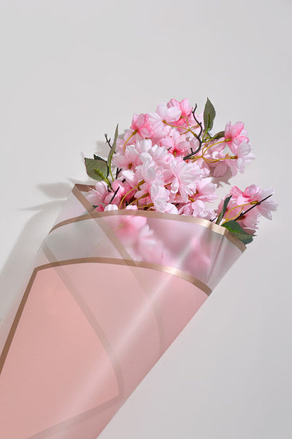 22.5" Gold Edge Flower Wrap Paper Baby Pink/White Pkg/20