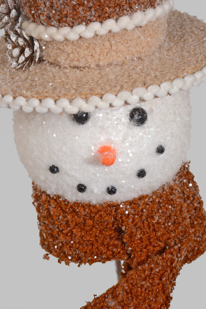 23" Snowman Head Spray Brown/White