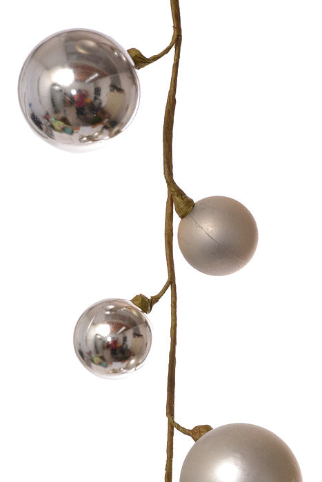 40&quot; Mixed Plastic Ball Ornament Garland Champagne