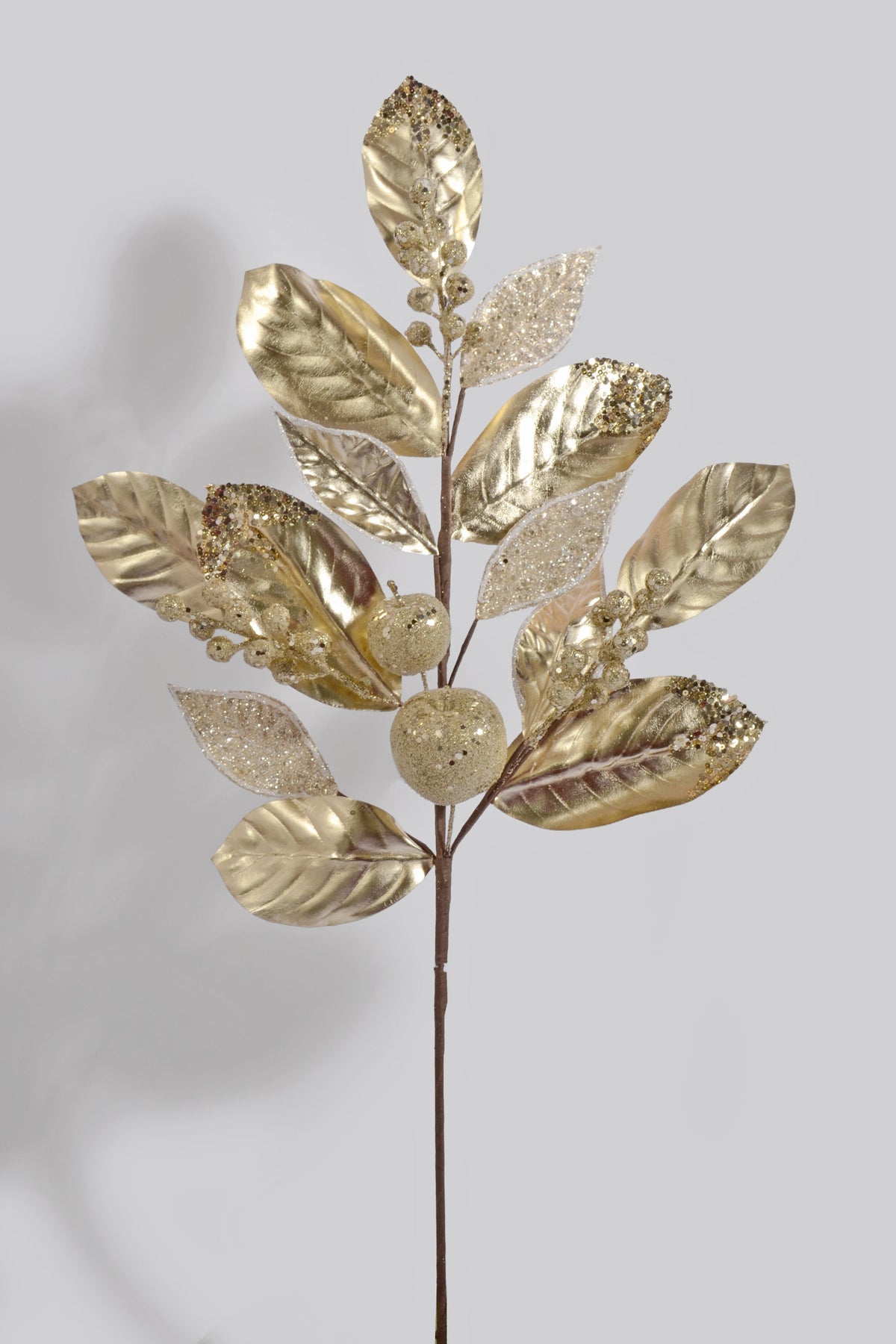 29" Glitter Beaded Fruited Magnolia Spray Champagne