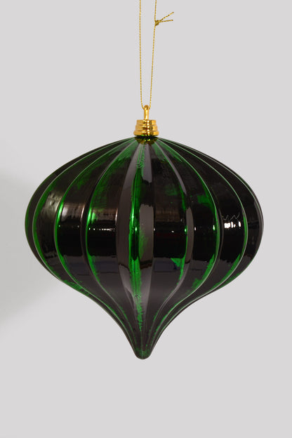 150MM Plastic Ornament Stripe Onion Green/Black