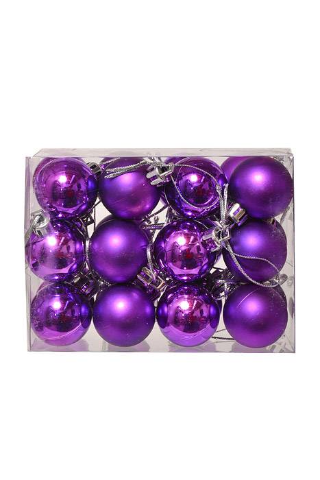 30mm Shiny &amp; Matte Plastic Ball Ornament Purple Pkg/24