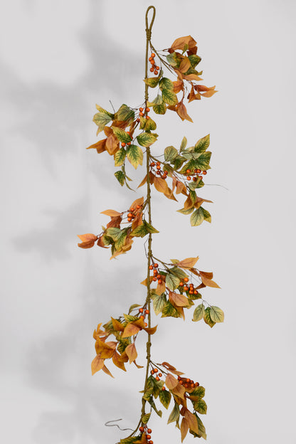 6Ft Artificial Fall Birch Leaf Berry Green/Orange