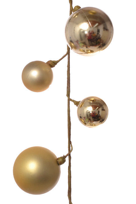 40" Mixed Plastic Ball Ornament Garland Gold