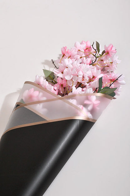 22.5" Gold Edge Flower Wrap Paper Black/White Pkg/20