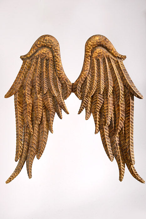 21.5" x 25" Angel Wing Wall Deco Antique Gold