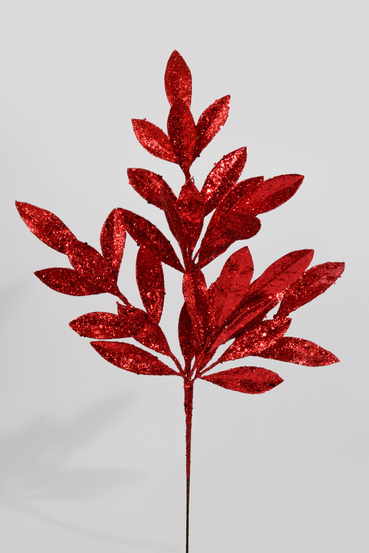 20" Sequin Glitter Laurel Spray Red