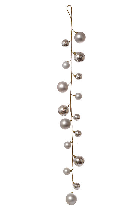 40&quot; Mixed Plastic Ball Ornament Garland Silver
