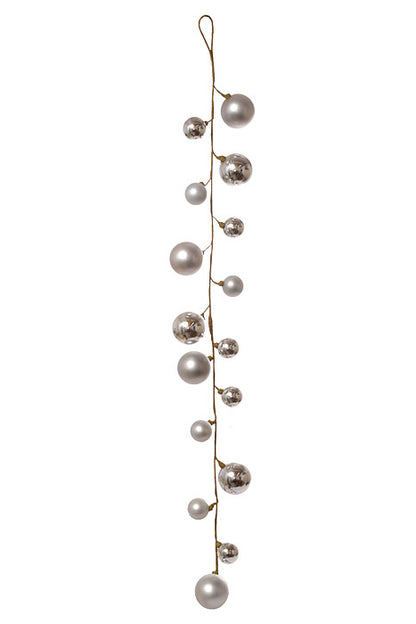 40" Mixed Plastic Ball Ornament Garland Silver