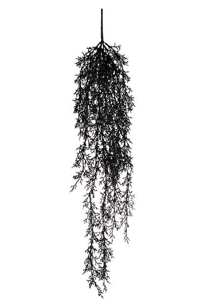 36" Glitter Twig Hanging Spray Black