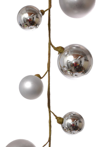40" Mixed Plastic Ball Ornament Garland Silver