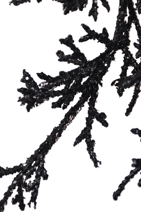 36" Glitter Twig Hanging Spray Black
