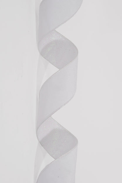 2" X 10Yds Wired Velvet W/Glitter Back Ribbon White