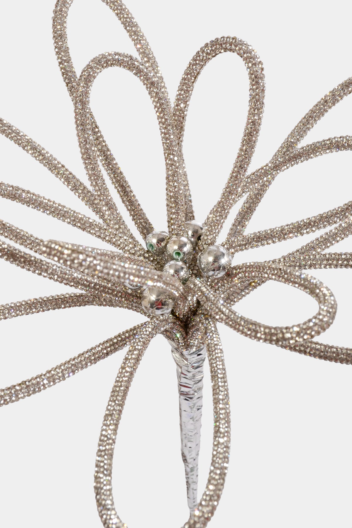 23" Jewel Open Petal Flower Stem Silver