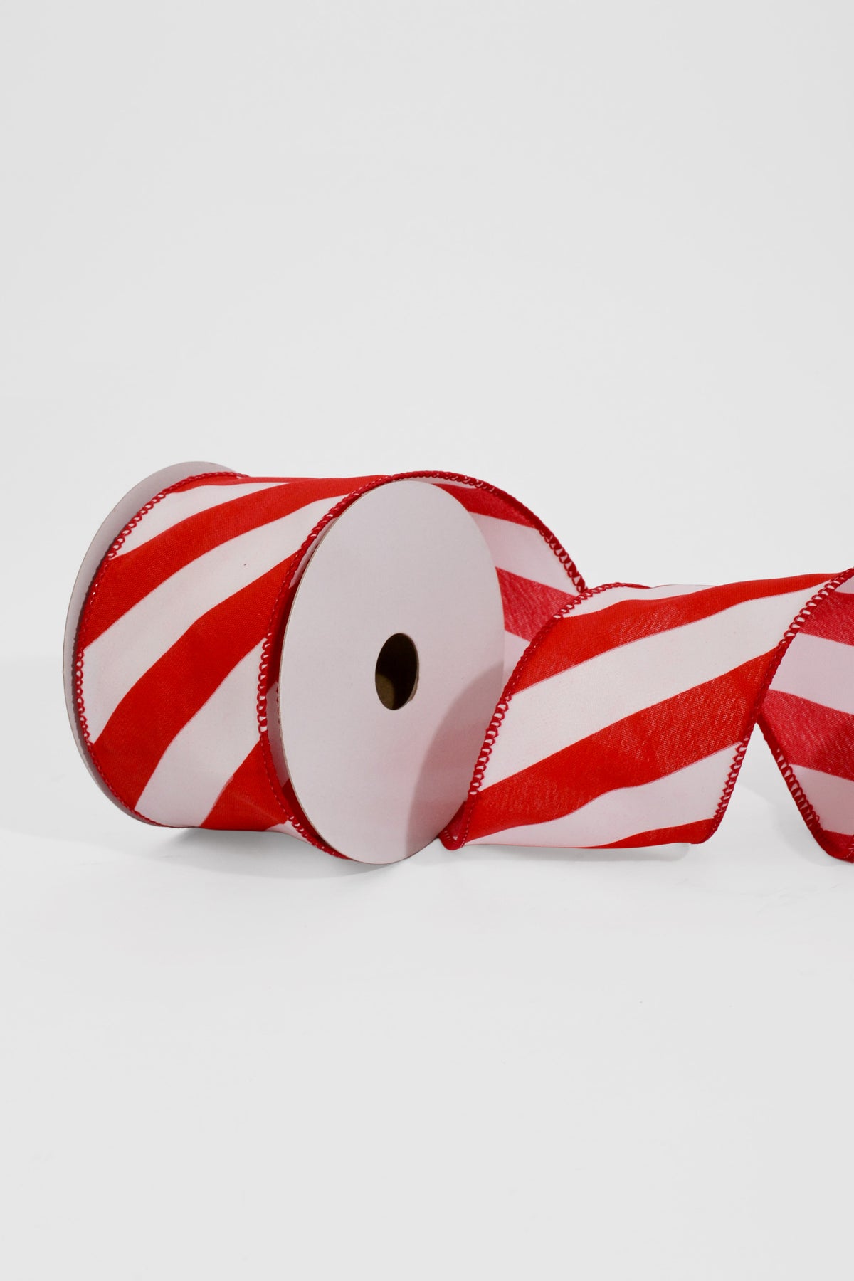 2.5" X 10Yds Wired Red/White Big Candy Cane Stripe Ribbon