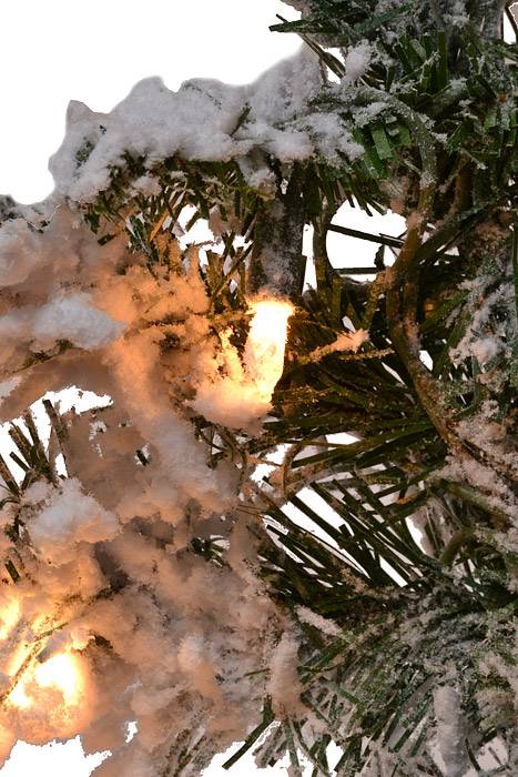 9 Ft Flocked Balsam Garland W/ Clear Lights Snow Green