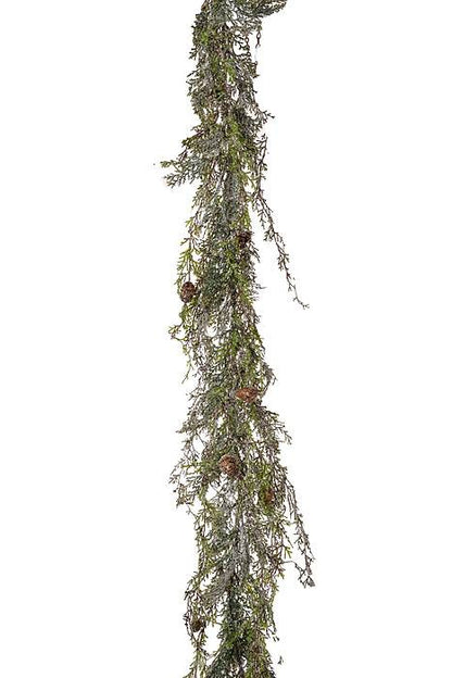 6ft Cedar Garland Cascade Iced Green