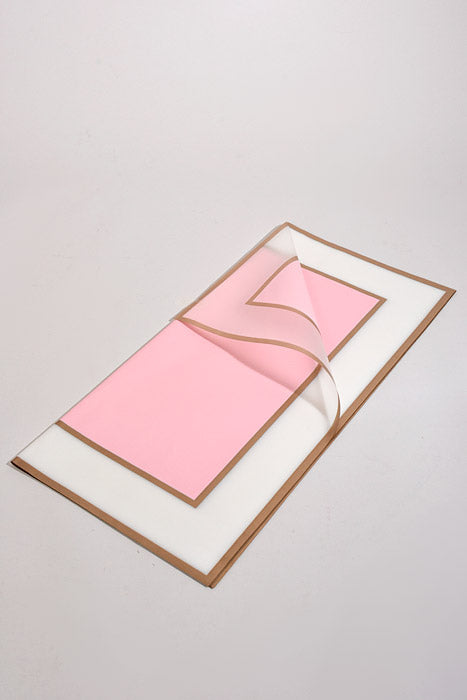 22.5" Gold Edge Flower Wrap Paper Pink/White Pkg/20