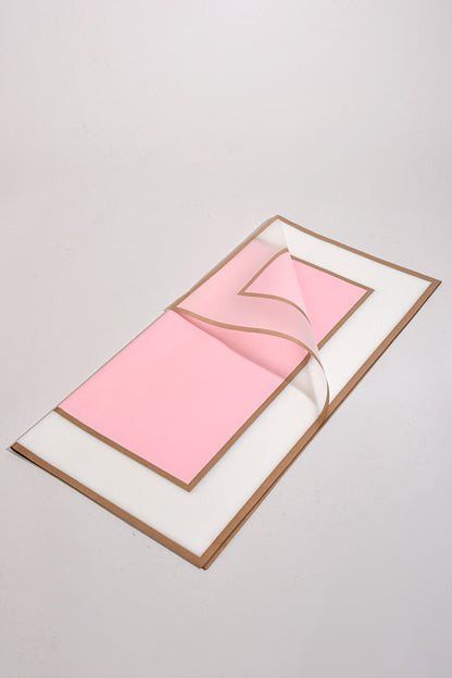 22.5" Gold Edge Flower Wrap Paper Pink/White Pkg/20