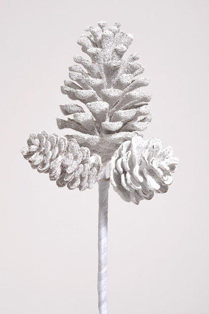 10.5" Pinecone Mixed Pick White