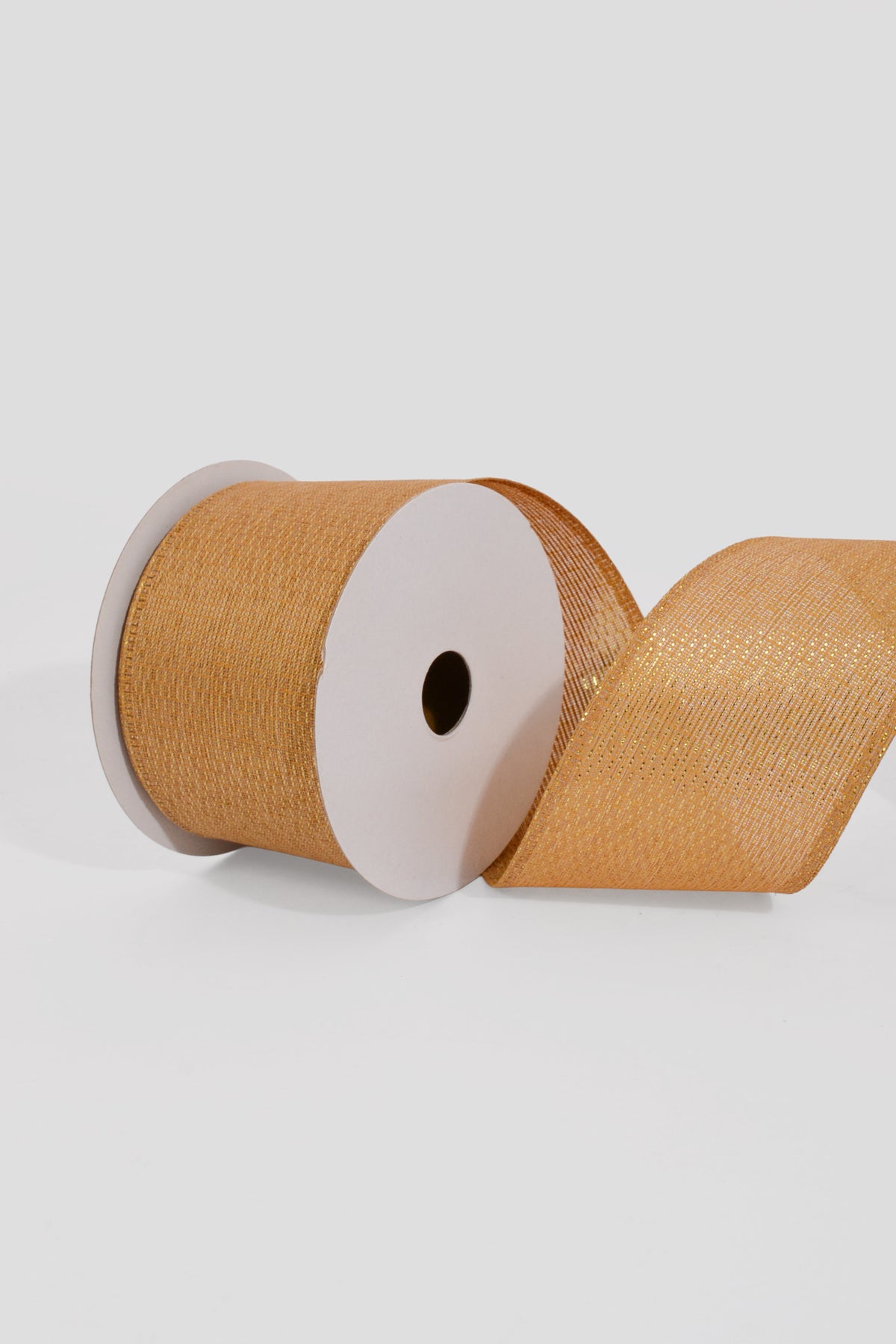 2.5" X 10Yds Wired Woven Metallic Ribbon Gold