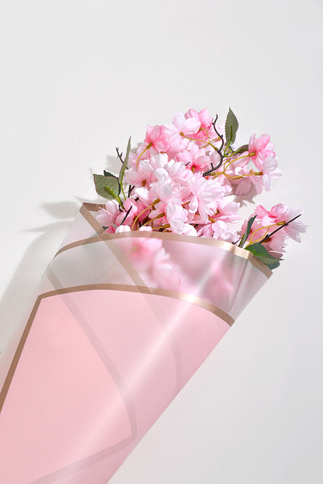 22.5" Gold Edge Flower Wrap Paper Pink/White Pkg/20