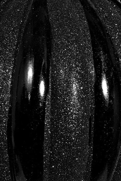 200Mm Shiny Pumpkin Ball With Glitter Ornament Black