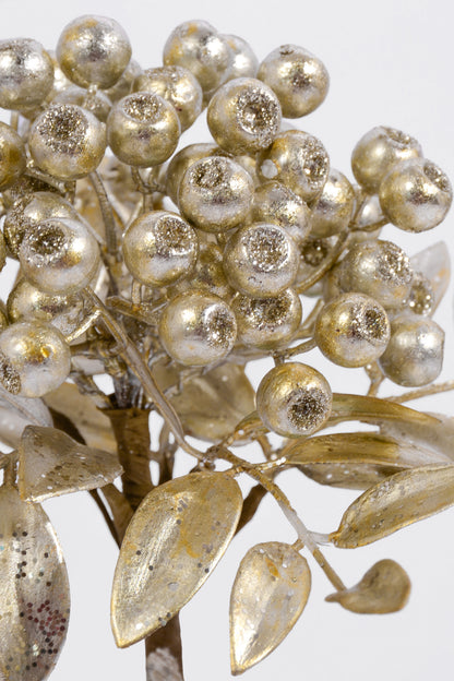 12" Metallic Glitter Berry Cluster Stem Platinum