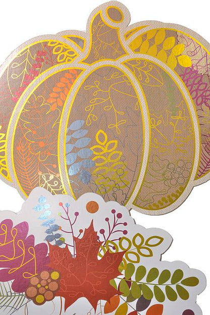 6.25"-10" Foil Friendsgiving Cutouts Gray/Cream/Gold Pkg/4