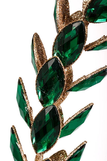 19.5" Glitter Rhinestone Wreath Green/Gold