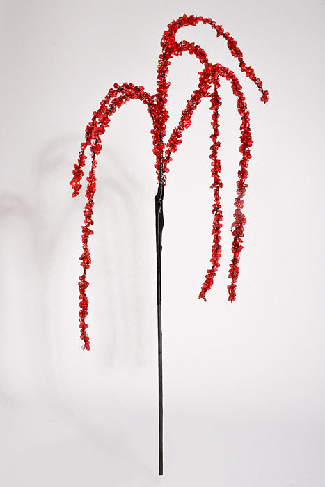 37" Hanging Iced Spray Red