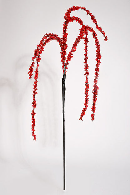 37" Hanging Iced Spray Red