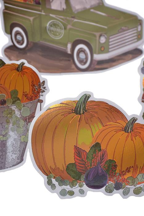 7.75"-9.75" Foil Fall Thanksgiving Cutouts w/Easels Fall Colors Pkg/4