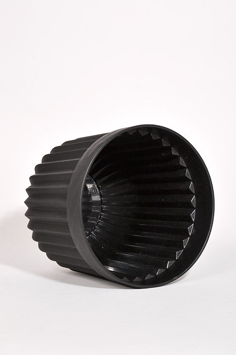 12&quot; Round Striped Plastic Planter Black