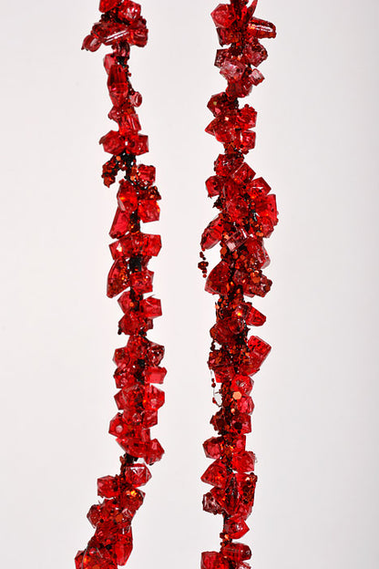 37" Hanging Iced Spray Red