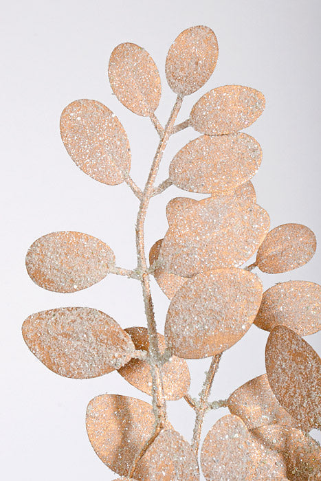 28.5" Glitter Necklace Pod Leaf Spray Beige