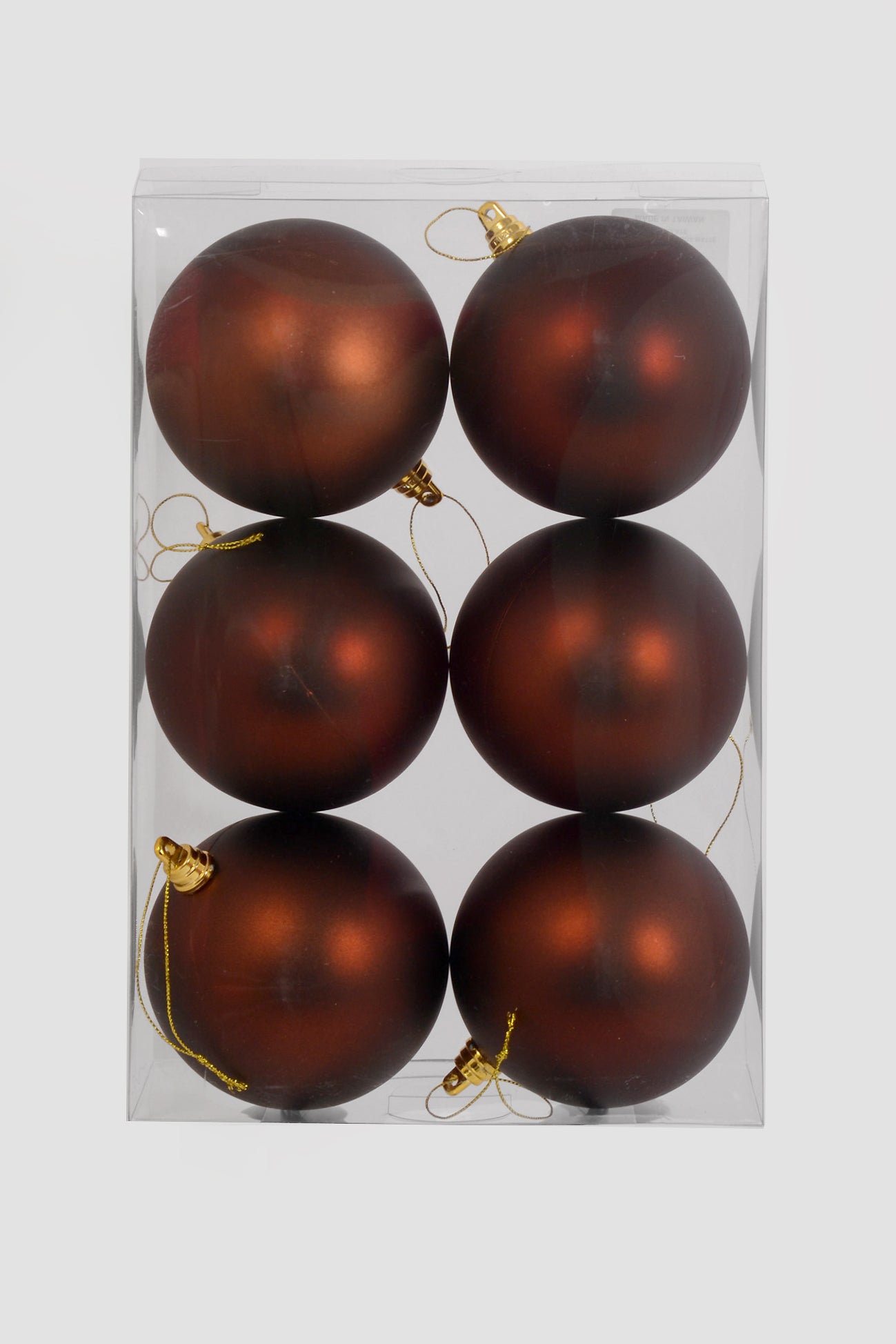 100MM Ornament Ball Bx/6 Matte Chocolate