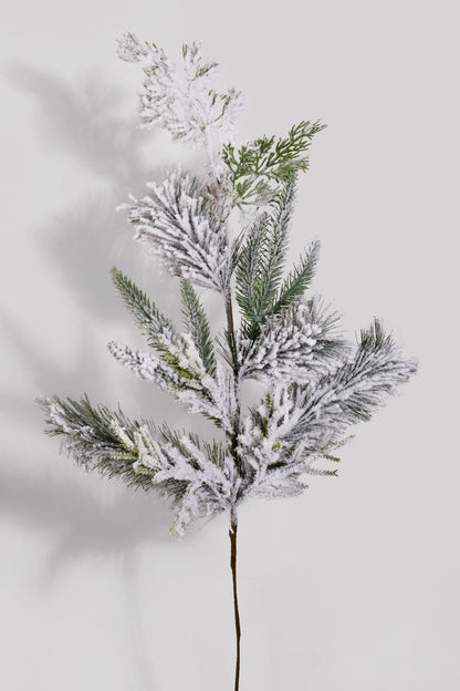 28" Snowed Pine Spray White/Green
