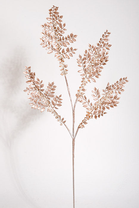 33" Glitter Metallic Leaf Spray Rose Gold