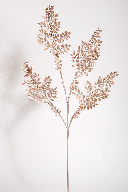 33" Glitter Metallic Leaf Spray Rose Gold