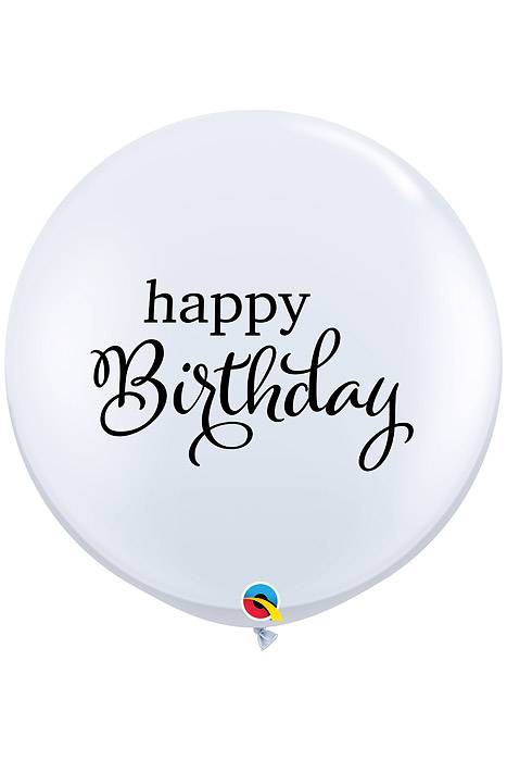 3ft Round Simply Happy B-day White Pkg/2