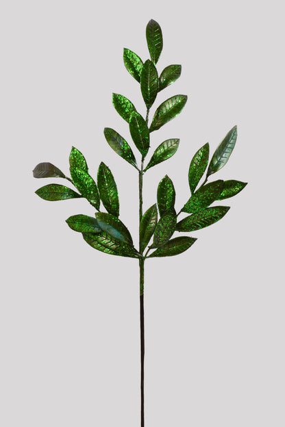 26" Metallic Bay Leaf Spray Green