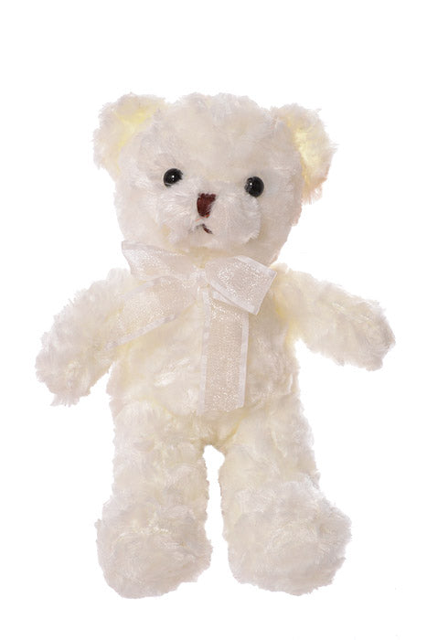 12" Teddy Bear With Bow (White)